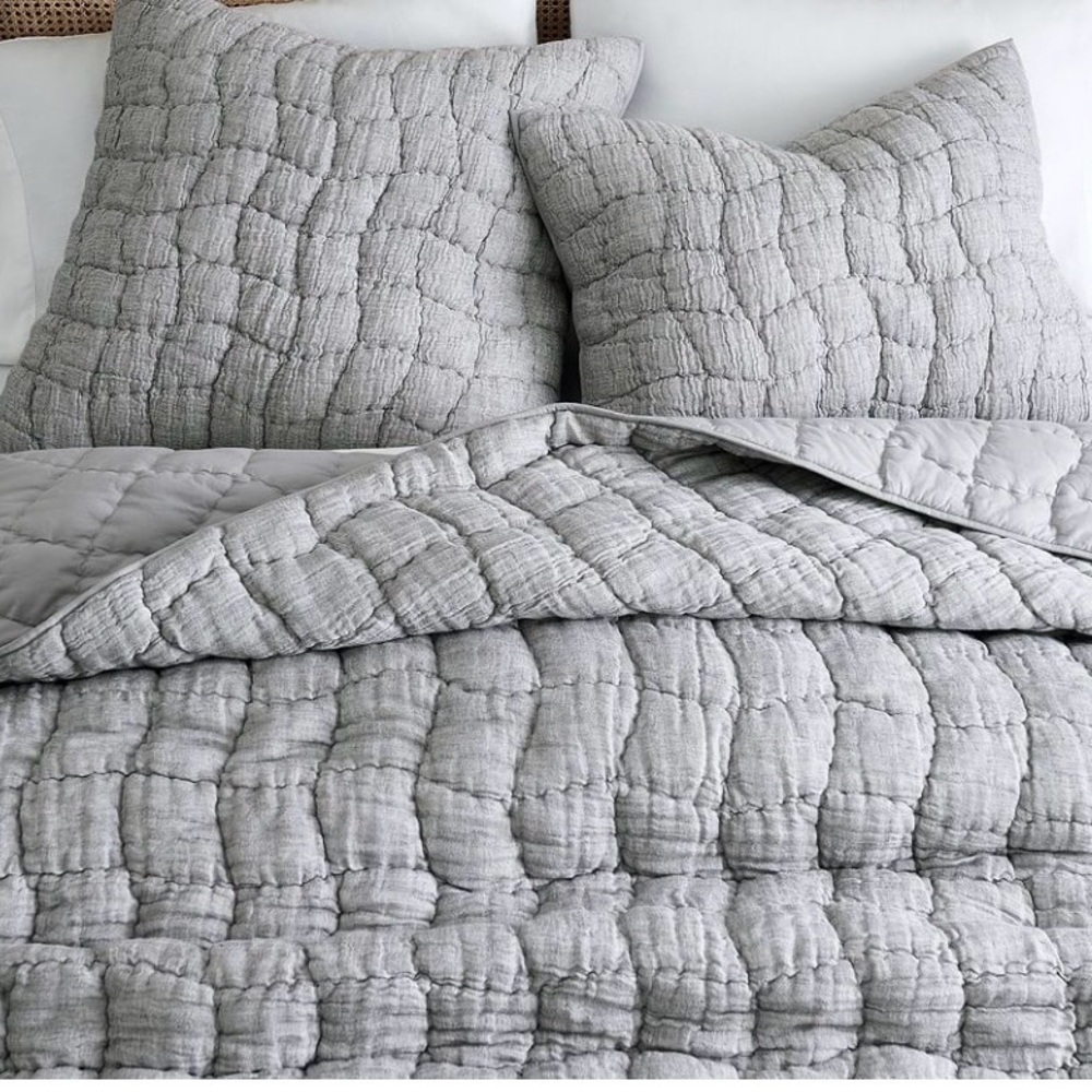 Pottery Barn Cozy Cloud Gray Quilted Sham (set of 2)